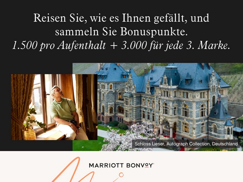 1.500 Marriott Bonvoy Bonuspunkte bei der Marriott Promoiton im Zeitraum 12.09.2023 bis 06.12.2023