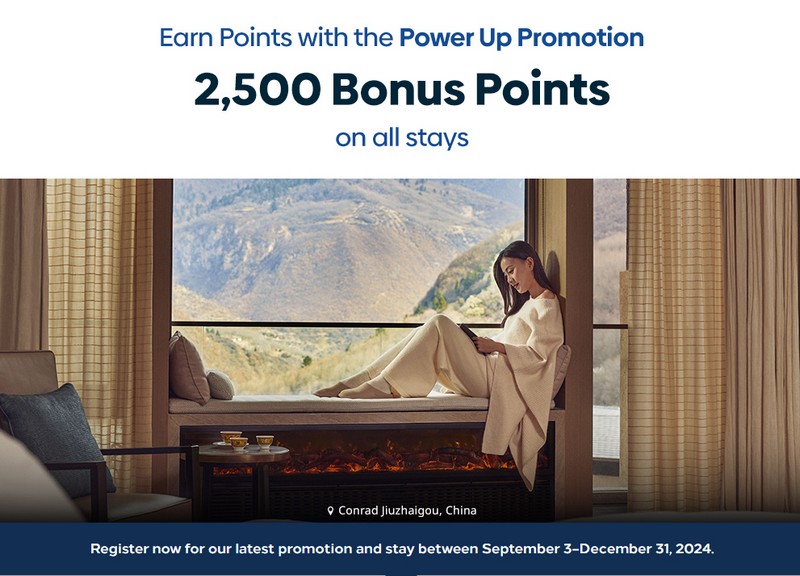 Hilton Power Up Promotion mit 2.500 Punkten pro Aufenthalt bis Ende 2024