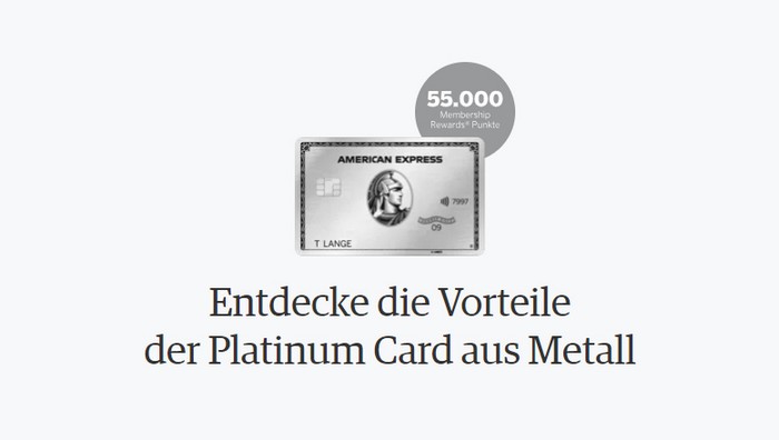 Aktion für die American Express Platinum Kredikarte mit 55.000 Membership Rewards bis 04.11.2024